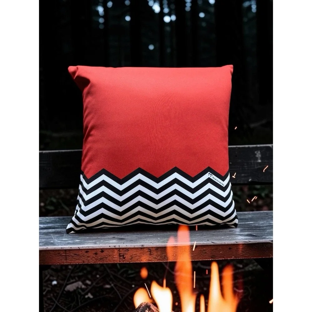 Twin Peaks Throw Pillow Red Room Black Lodge Chevron Decorative 16